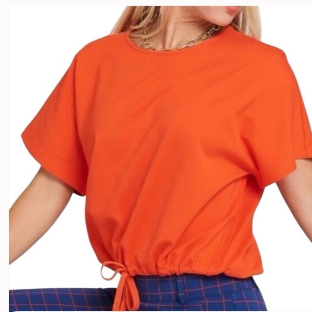 NWOT Betabrand Women’s Orange Agile Drawstring Tee, Size XS